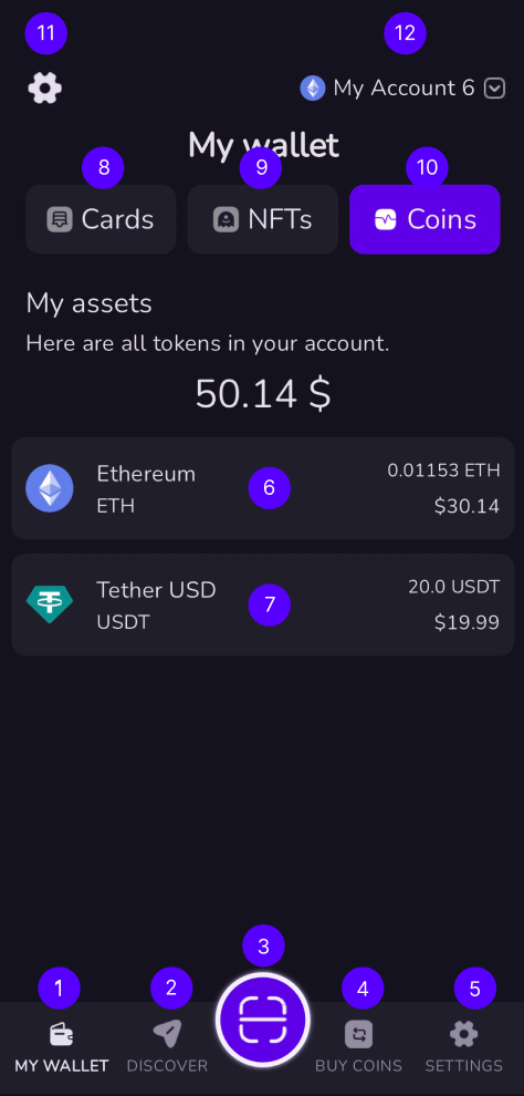 Altme Wallet Coins Screen